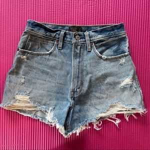 A+F Natural Rise Distressed Denim Short